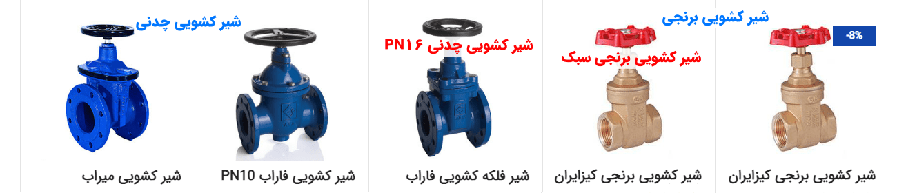 تصویری از انواع شیر کشویی در نمایش تفاوت شیر کشویی و پروانه ای در فروشگاه تجهیز تاسیسات