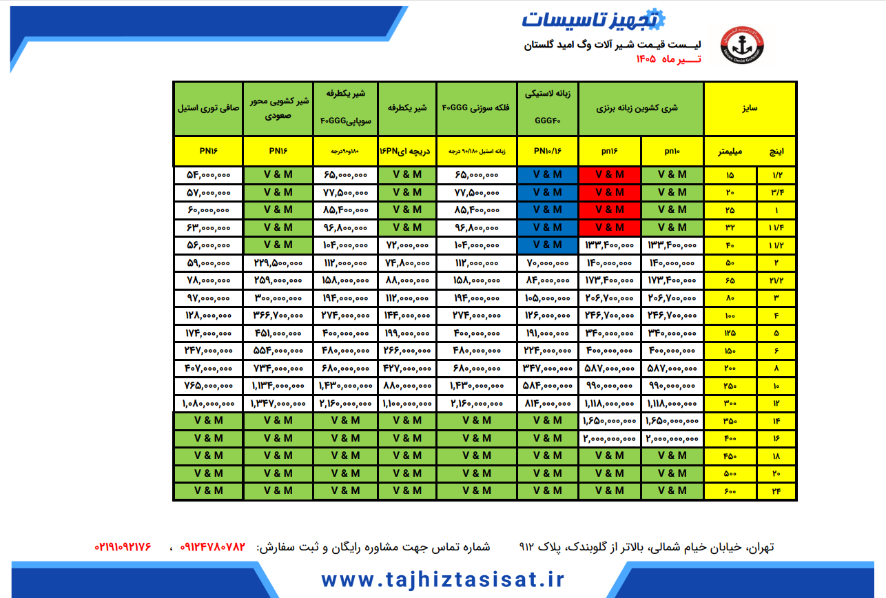 لیست قیمت وگ امید گلستان